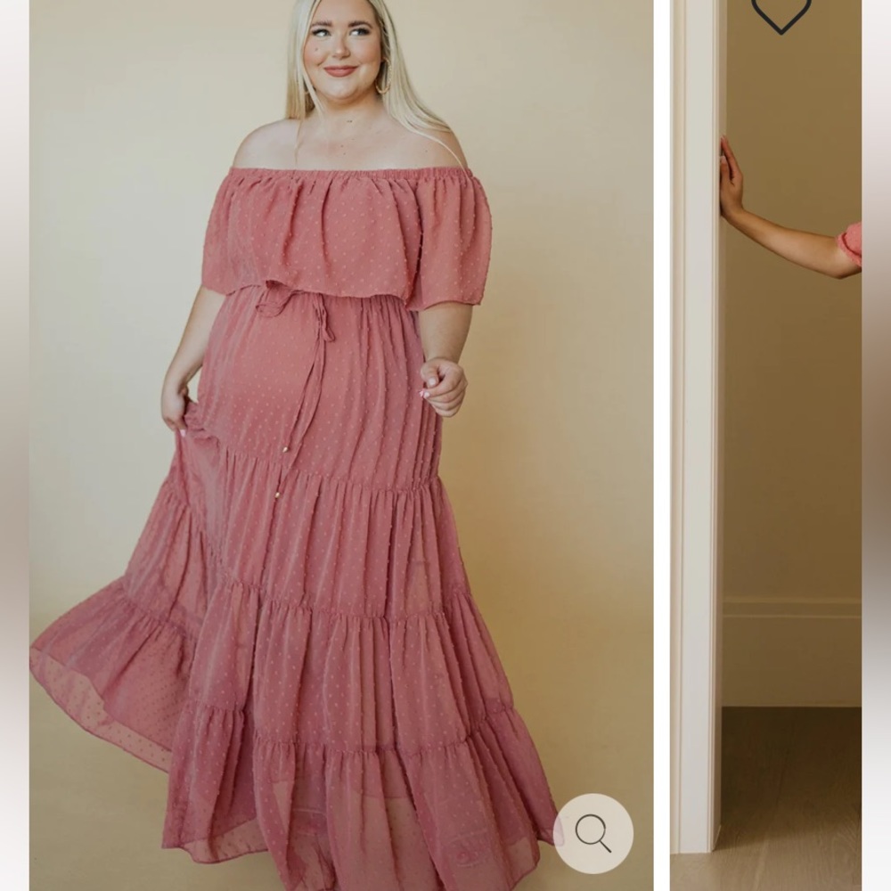 Baltic Born Swiss Dot Maxi Dress in Mauve